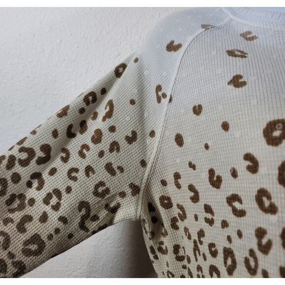 Ruby Rd Brown Ombre Animal Print Sequin Top Medium Lightweight Soft Stretch - Picture 2 of 4